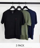 Farah Grandal 3 Pack T-shirts In Khaki Black And Navy
