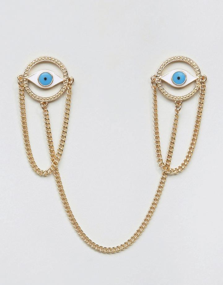 Asos Collar Tips With Eyes In Gold - Gold