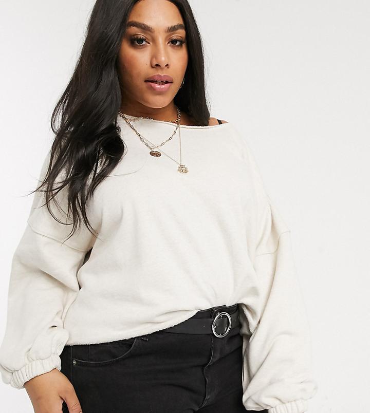 Micha Lounge Curve Fleece Sweater With Raw Hem