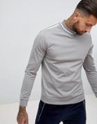 Asos Design Retro Track Sweatshirt With Zip Mock Turtleneck - Gray