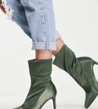 Simply Be Wide Fit Ari High Ankle Boots In Khaki-green