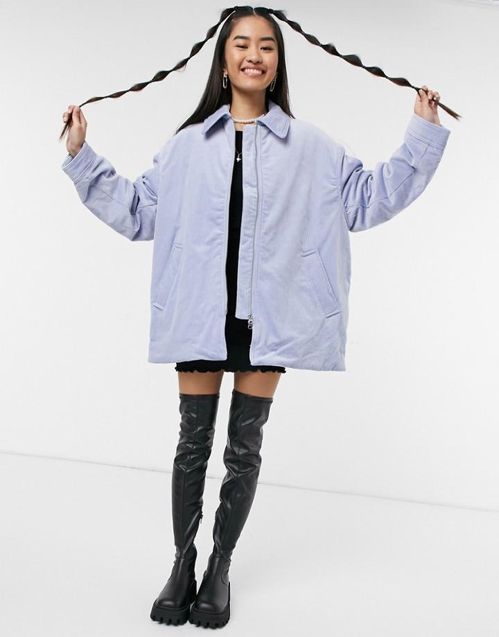 Weekday Tara Oversized Cord Jacket In Pale Blue-blues