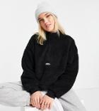 Quiksilver Popcorn Sherpa 1/4 Zip Cropped Fleece In Black Exclusive At Asos