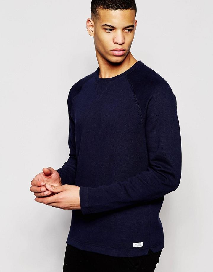 Pull & Bear Sweatshirt In Navy - Navy Blue