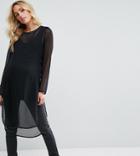 Supermom Dip Hem Long Sleeve Top - Black