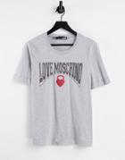 Love Moschino Boxing Logo T-shirt In Gray-grey