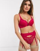New Look Lace Suspender In Bright Pink