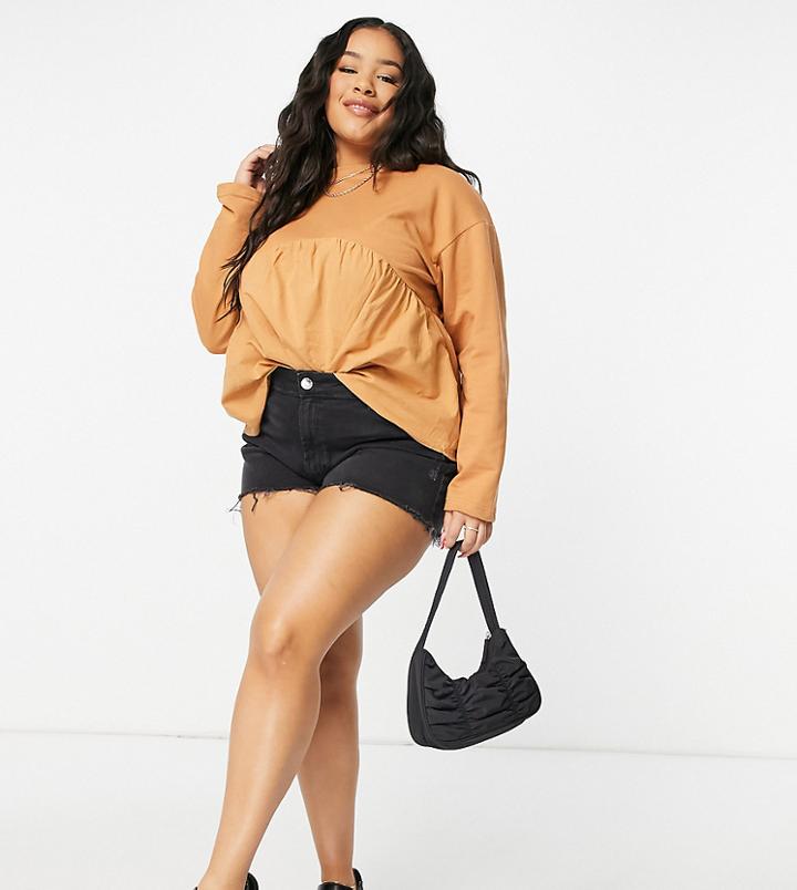 Influence Plus Sweater With Cotton Insert In Tan-brown