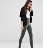 Asos Tall Leggings With Elastic Waist And Biker Knee - Gray