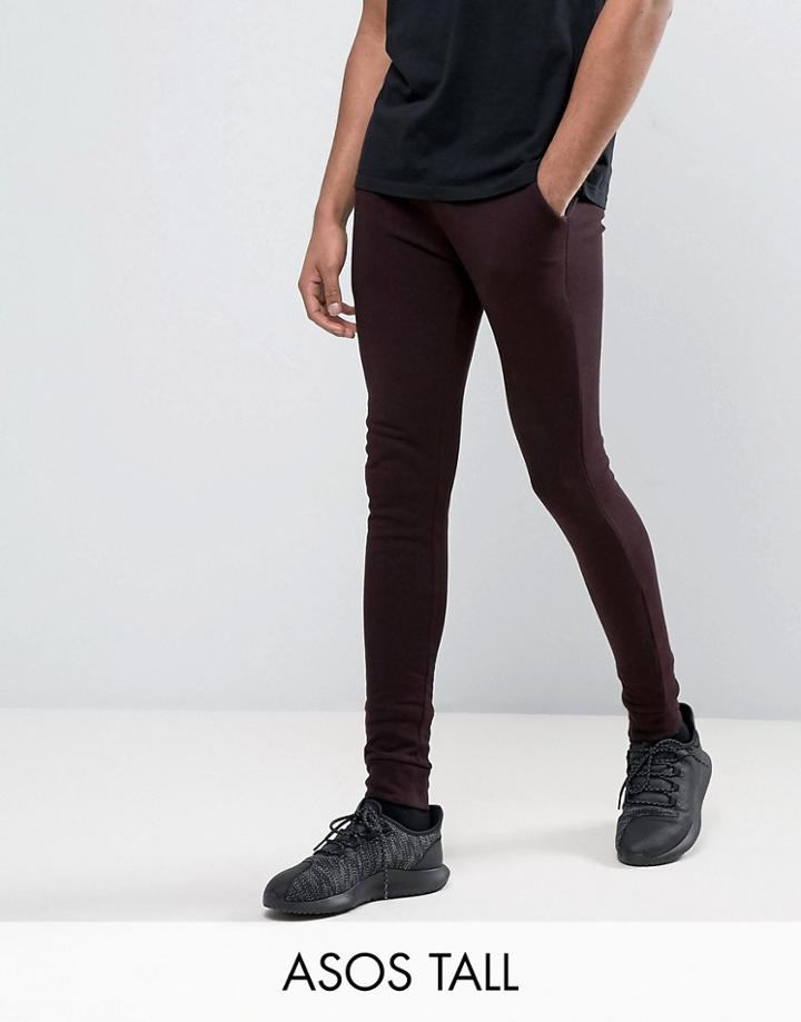 Asos Tall Super Skinny Joggers In Burgundy - Purple