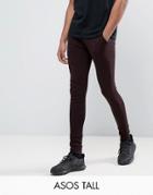 Asos Tall Super Skinny Joggers In Burgundy - Purple