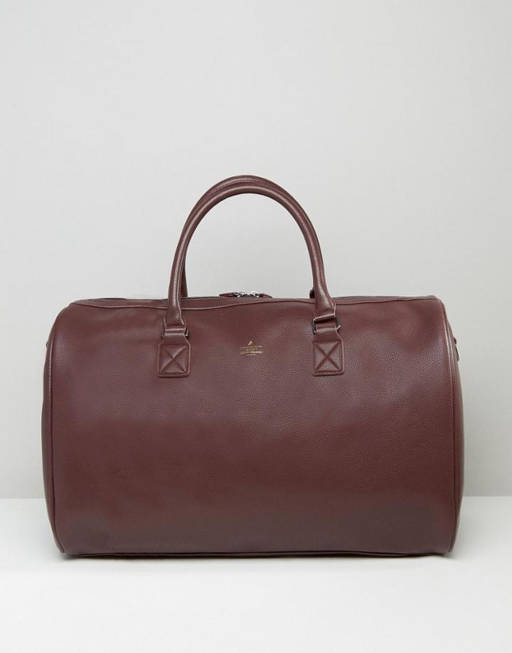 Asos Carryall In Burgundy With Gold Emboss - Red
