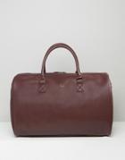 Asos Carryall In Burgundy With Gold Emboss - Red