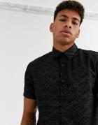New Look Short Sleeve Tonal Texture Shirt In Black