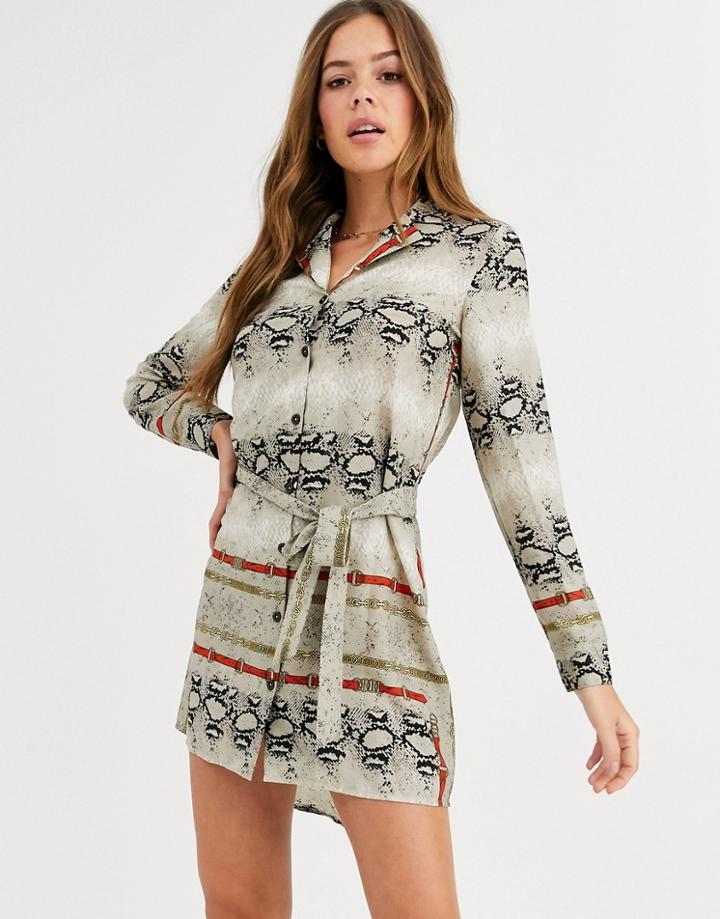 Influence Shirt Dress In Snake Print-multi
