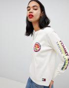 Tommy Jean 90s Capsule 5.0 Long Sleeve T-shirt With Logo Sleeve - White
