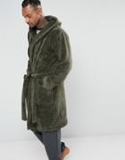 Asos Hooded Fleece Robe - Green