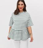 Asos Design Curve Smock On Washed Khaki Stripe - Green