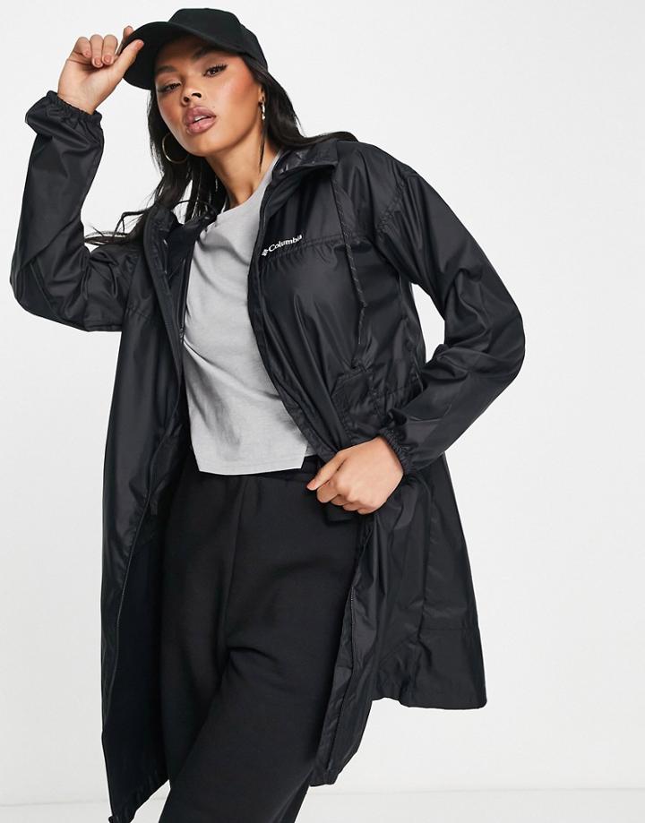 Columbia Flash Challenger Long Windbreaker Jacket In Black