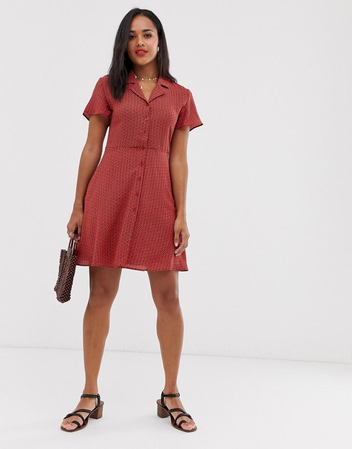 Daisy Street Shirt Skater Dress In Geo Print-multi