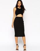 Asos Pencil Skirt With Embossed Spot - Black