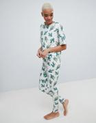 Asos Design Cactus & Polka Dot Tee & Legging Pyjama Set - Multi