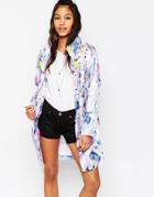Asos Rain Trench In Abstract Print - Multi