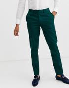 Asos Design Wedding Skinny Suit Pants In Cotton In Forest Green