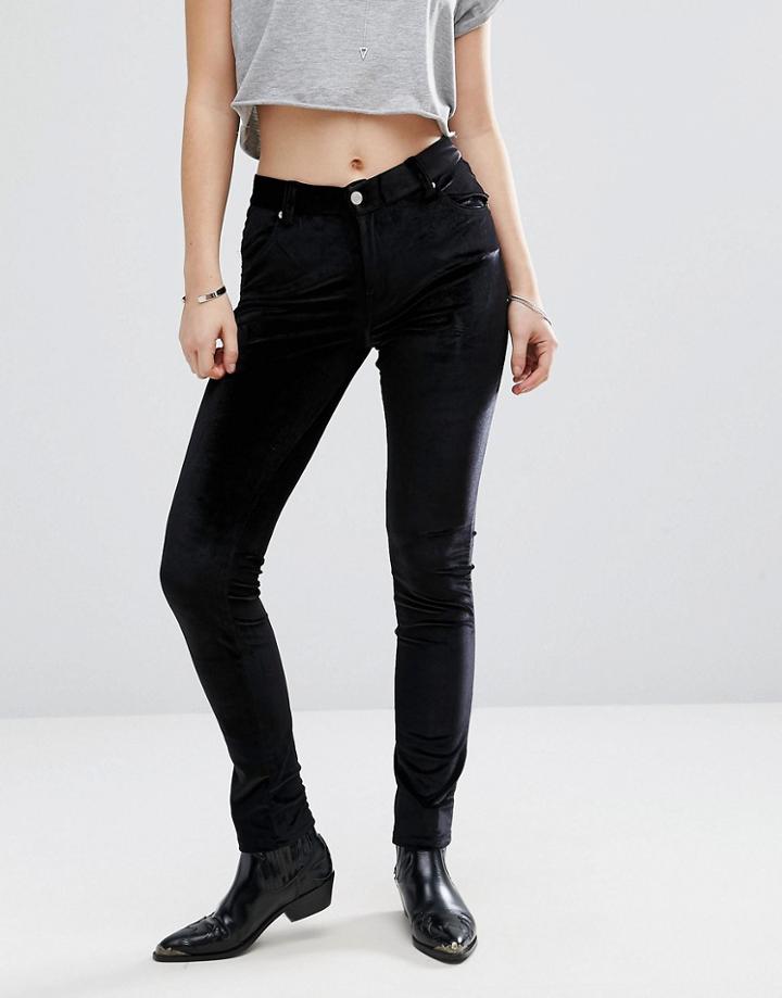 Brave Soul Velvet Skinny Jeans - Black