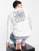 Billabong Palm Back Print Long Sleeve T-shirt In White