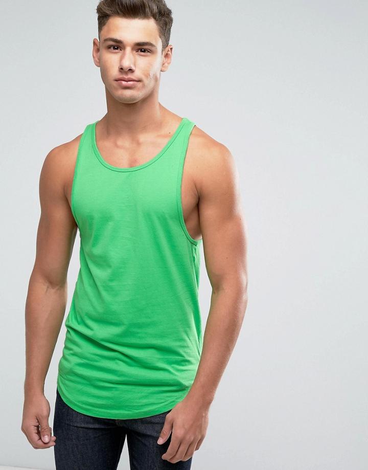 Only & Sons Tank With Curved Hem - Green