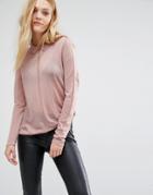Y.a.s Sadie Fine Gage Sweater With Collar - Pink