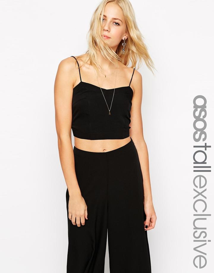 Asos Tall Button Back Cami Top - Black