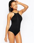 Seafolly Coral Crush High Neck Swimsuit - Black