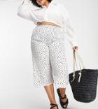 Simply Be Polka Dot Cullote Pants In White
