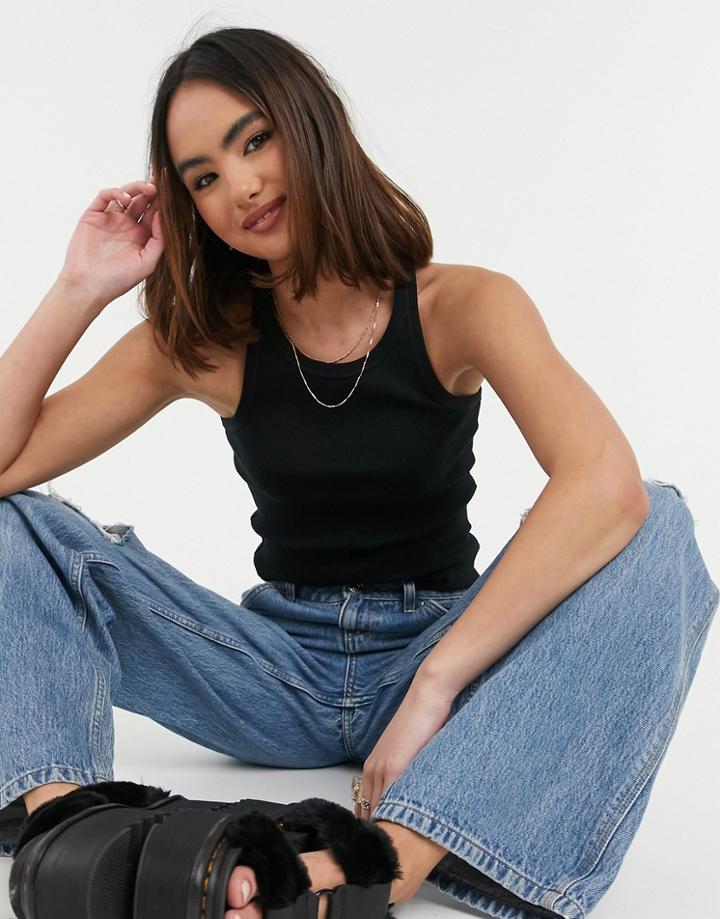 Cotton: On Racerback Tank In Black