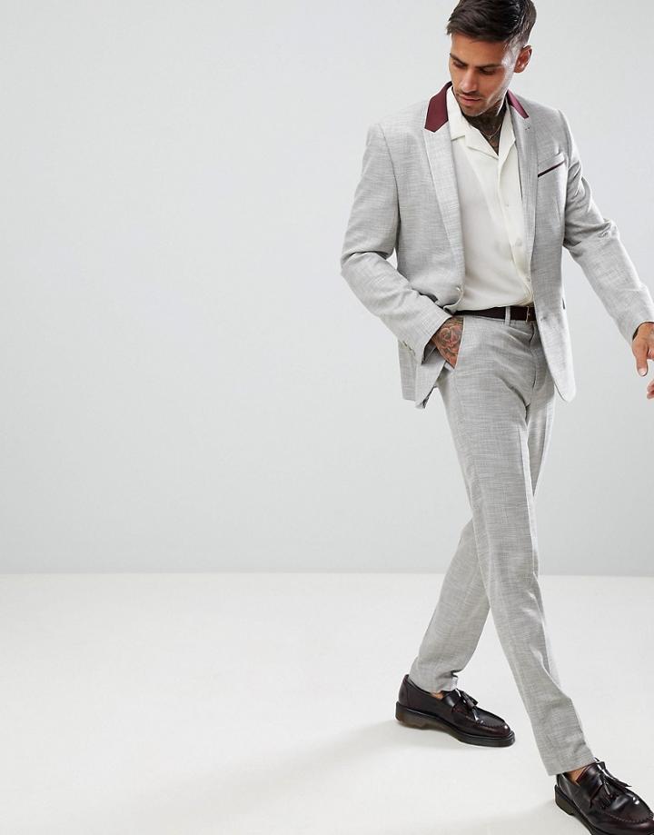 Asos Skinny Suit Pants In Light Gray Texture - Gray