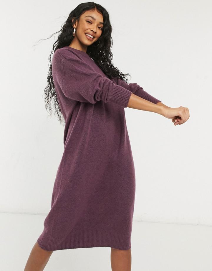 Monki Felia Recycled Knit Midi Dress In Lilac-purple