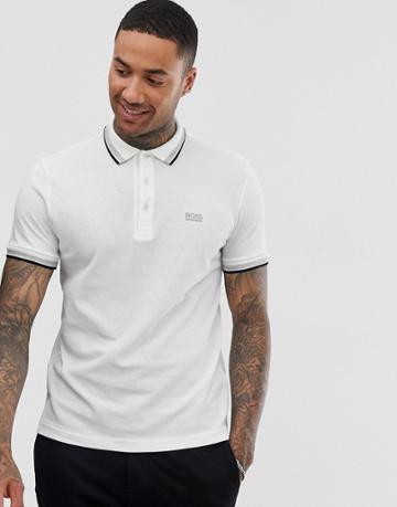 Boss Athleisure Paddy Tipped Polo In White