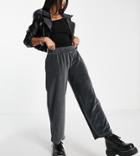 Asos Design Petite Low Rise Velour Sweatpants In Charcoal-black