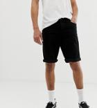 Asos Design Tall Denim Shorts In Slim Black - Black