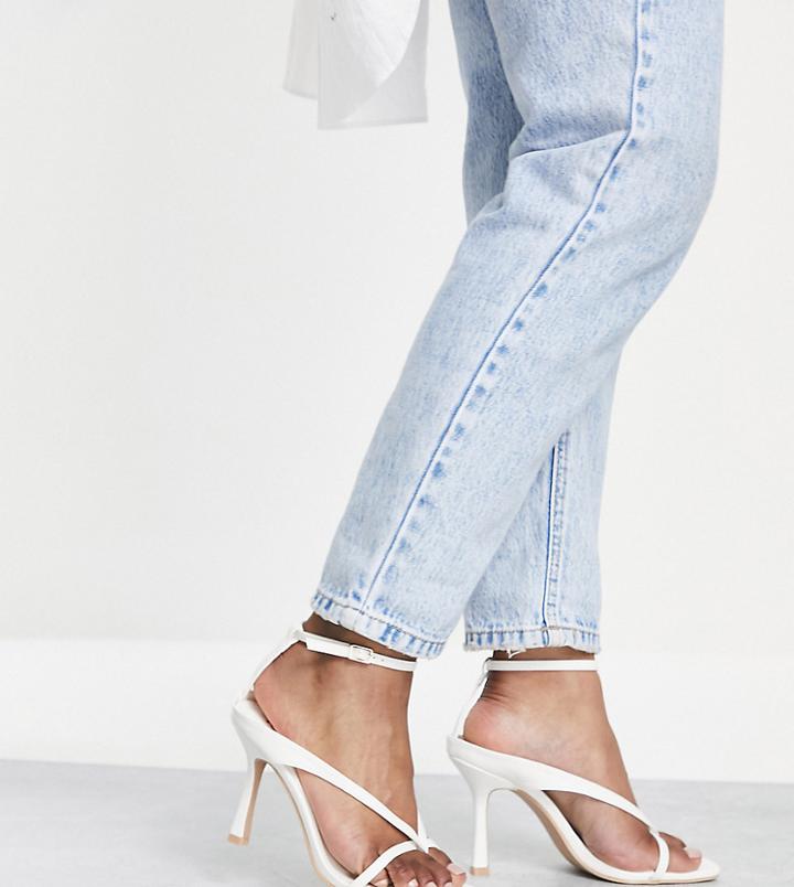 Raid Wide Fit Meeka Strappy Mid Heeled Sandals In White