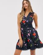 Ted Baker Mayo Skater Dress In Hedgerow Print - Navy