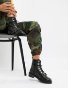 Asos Design Arya Leather Hiker Ankle Boots - Black