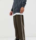 Asos Design Tall Drop Crotch Tapered Crop Smart Pants In Brown-gray
