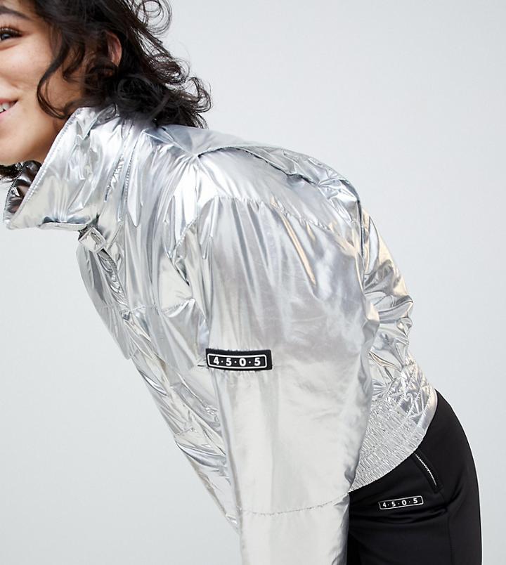 Asos 4505 Ski Metallic Bomber Jacket-silver