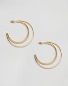 Asos Flat Crescent Hoop Earrings - Gold