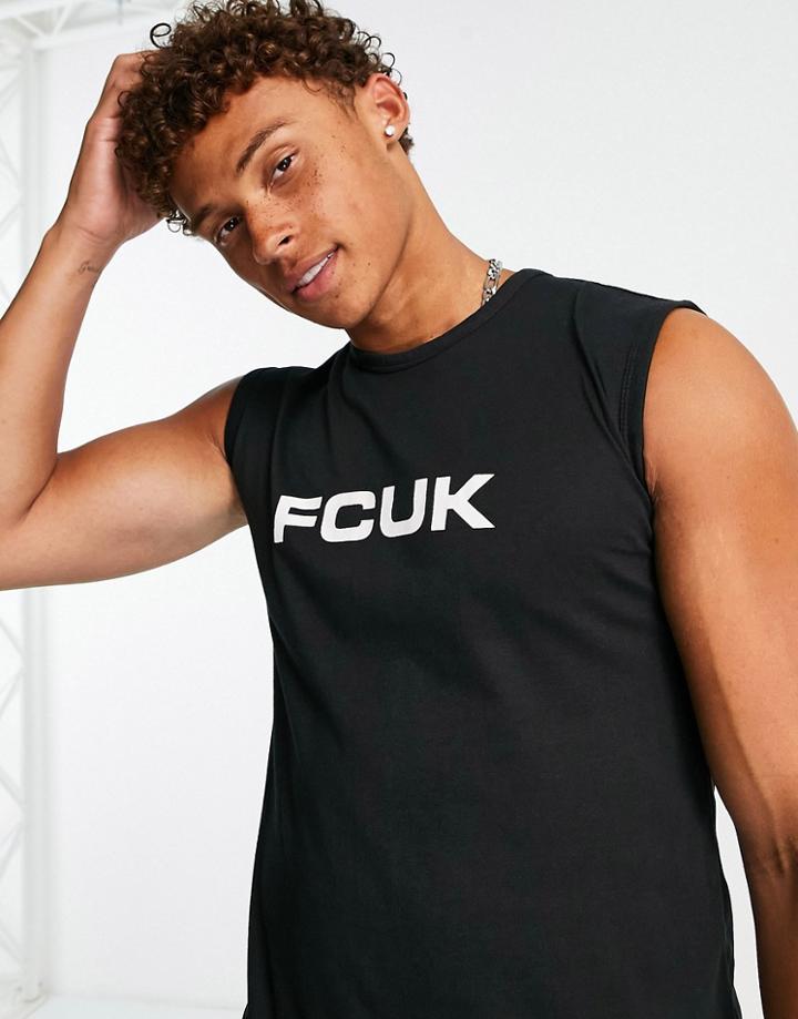 Fcuk Script Sleeveless Tank Top In Black