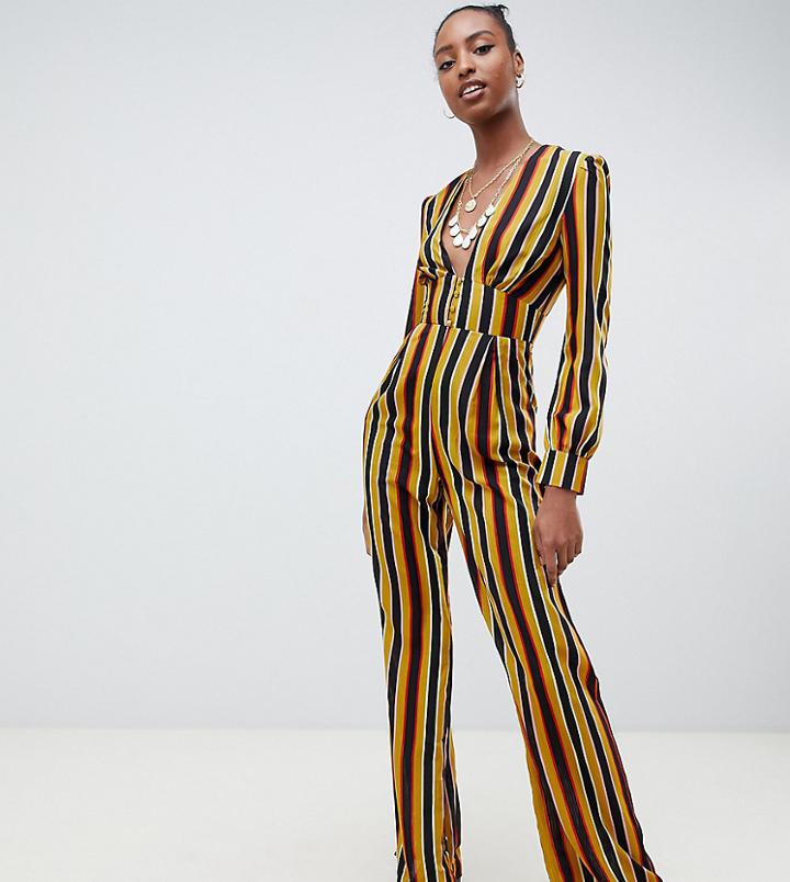 Glamorous Tall Tea Jumpsuit In Stripe-multi