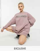 Reclaimed Vintage Inspired Logo Sweatshirt Dress In Mauve-grey